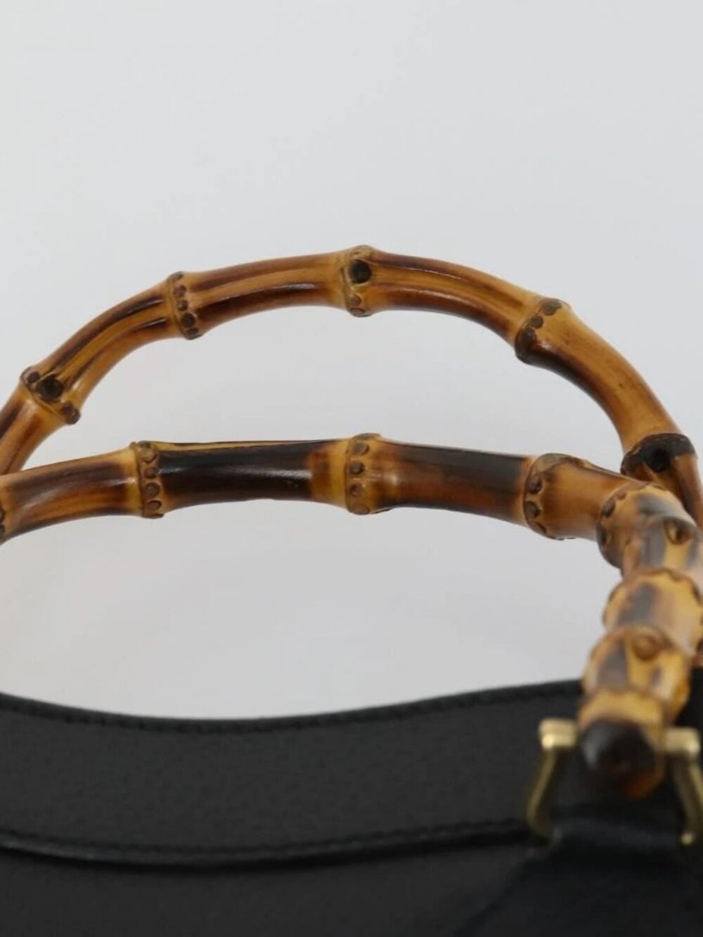 GUCCI Bamboo Hand Bag Leather Black Gold 002 1186 0260 Auth 156902 - Picture 9 of 16
